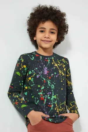 Navy Splat Printed T-Shirt
