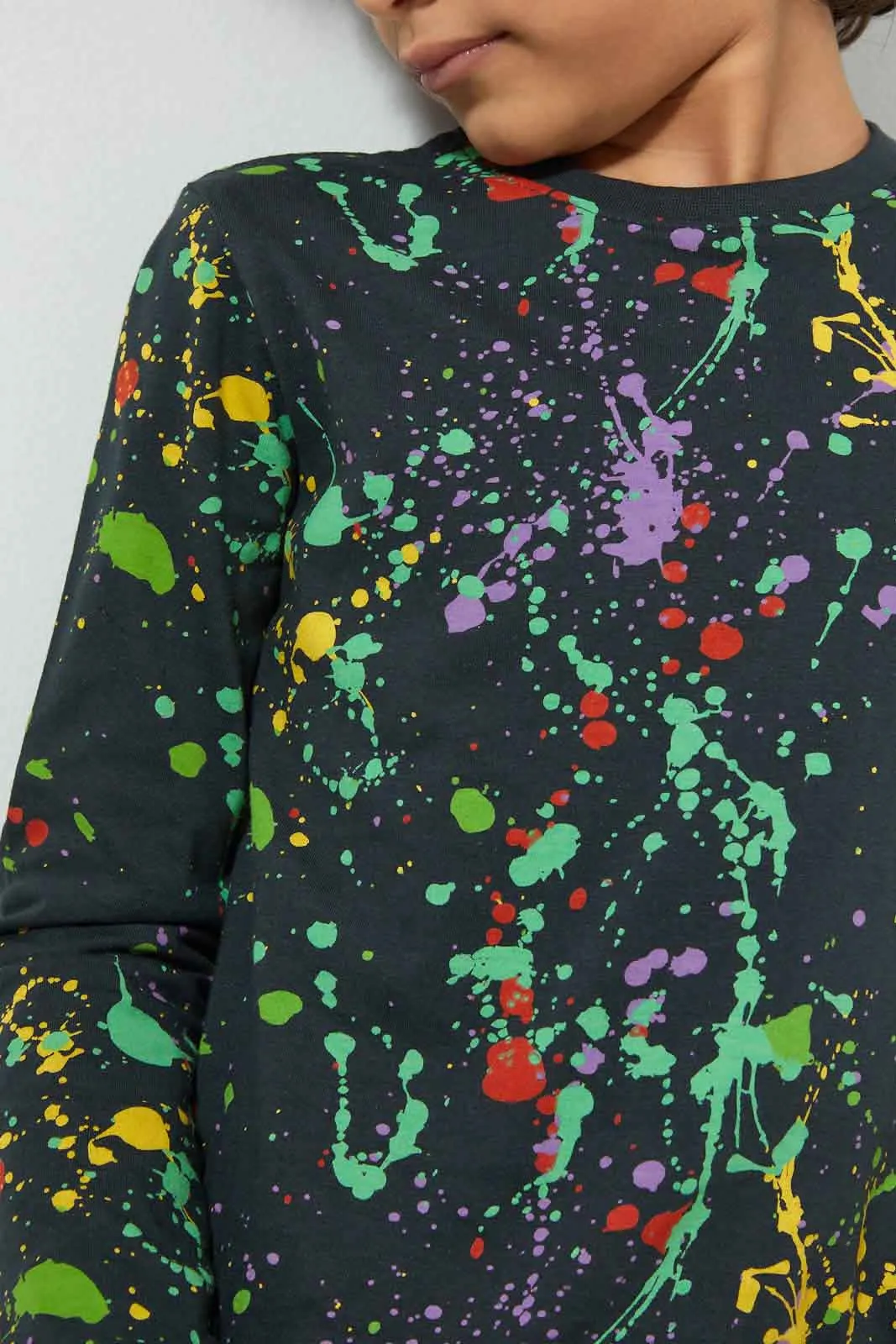 Navy Splat Printed T-Shirt