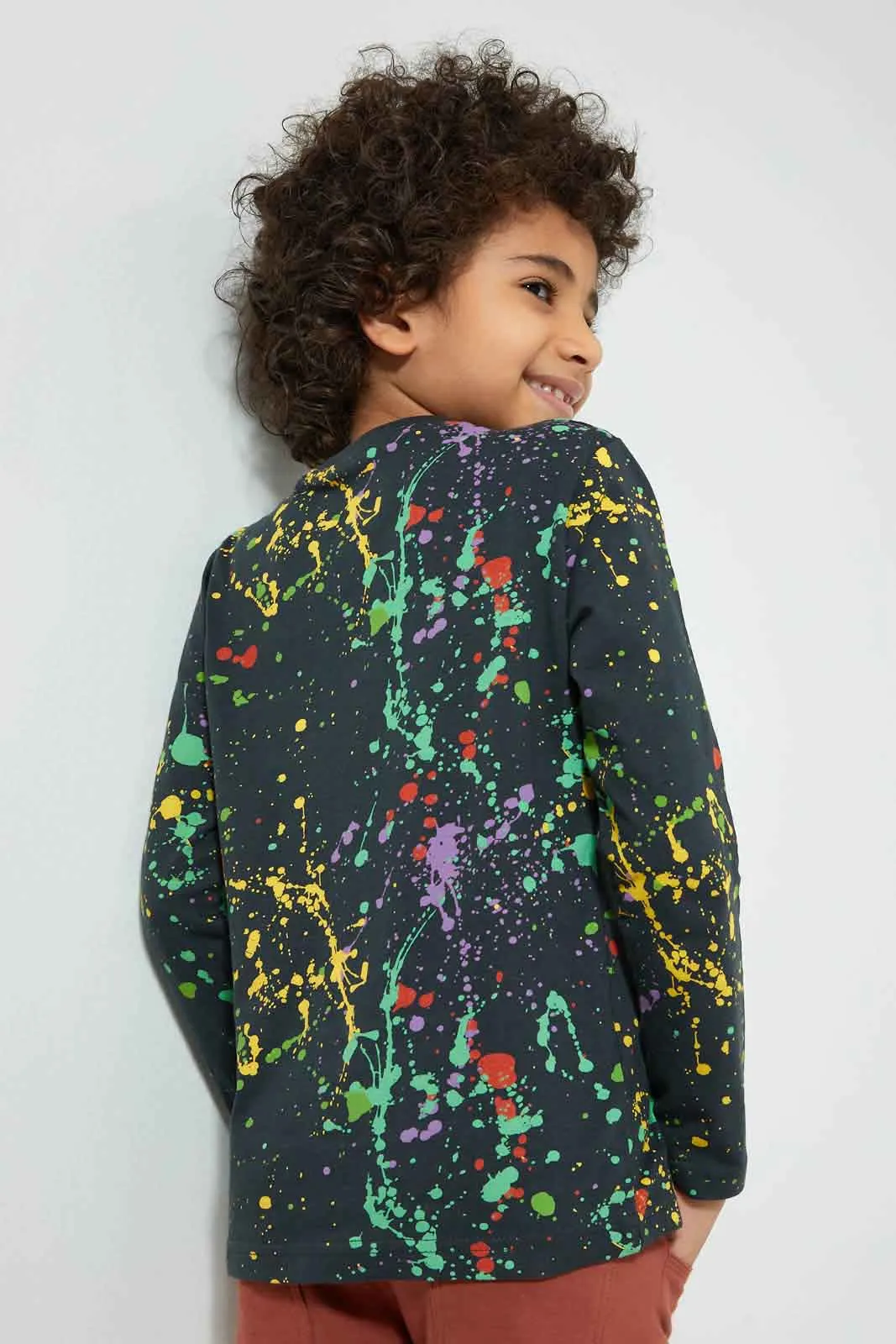 Navy Splat Printed T-Shirt