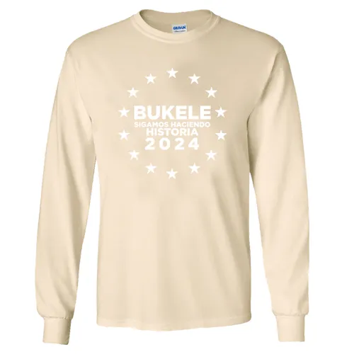 Nayib Bukele Beige Long Sleeve T-shirt Reelection 2024 - Unisex