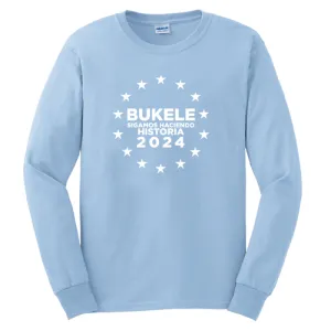 Nayib Bukele Light Blue Long Sleeve T-shirt Reelection 2024 - Unisex