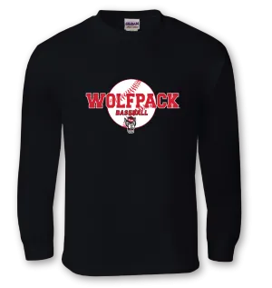 NC State Wolfpack Wolfhead Baseball Black Long Sleeve T-Shirt