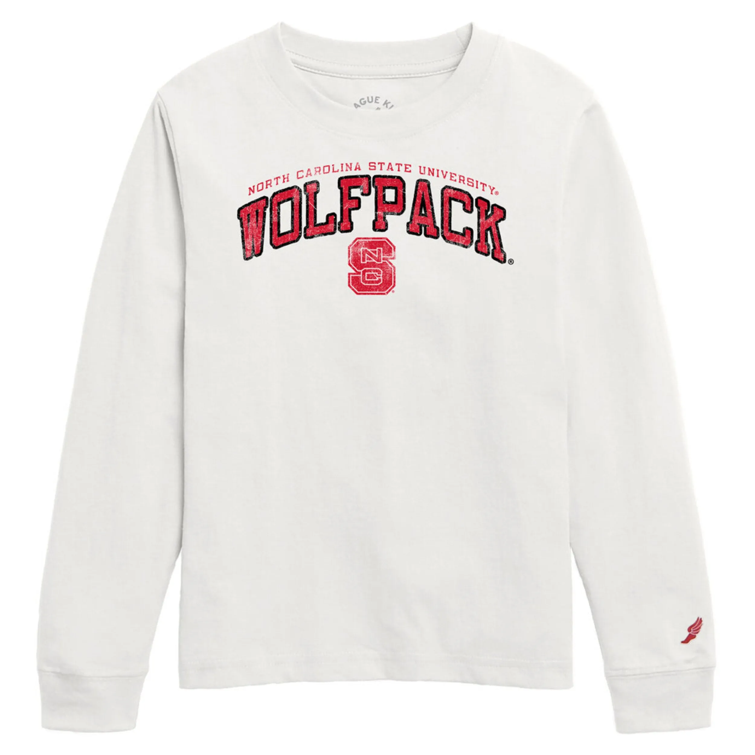 NC State Wolfpack Youth White Wolfpack Arch Long Sleeve T-Shirt
