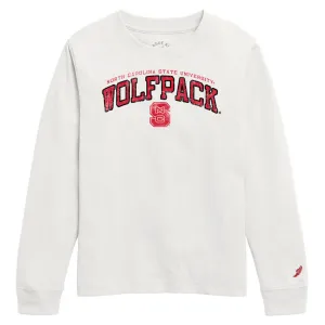 NC State Wolfpack Youth White Wolfpack Arch Long Sleeve T-Shirt