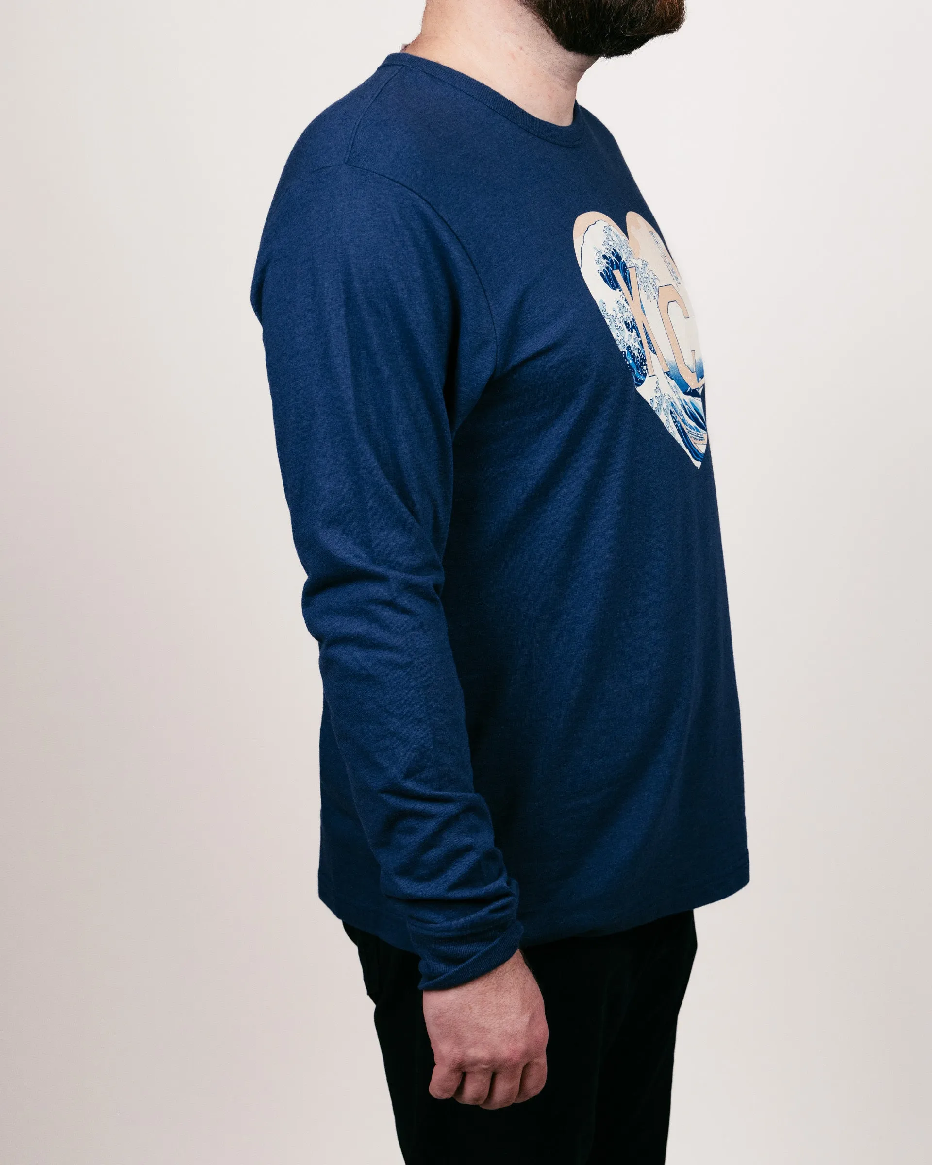 Nelson Atkins Hokusai KC Heart Navy Long Sleeve