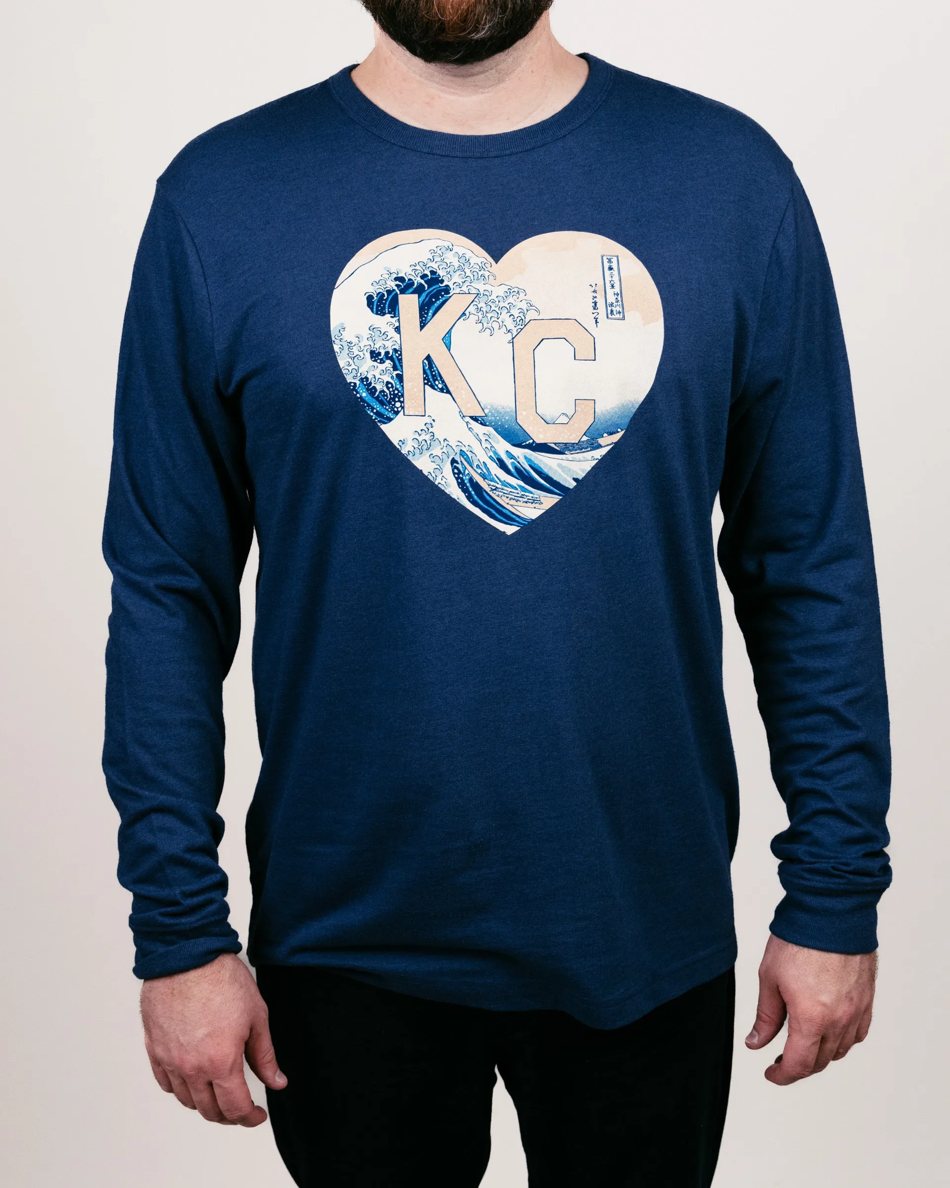 Nelson Atkins Hokusai KC Heart Navy Long Sleeve