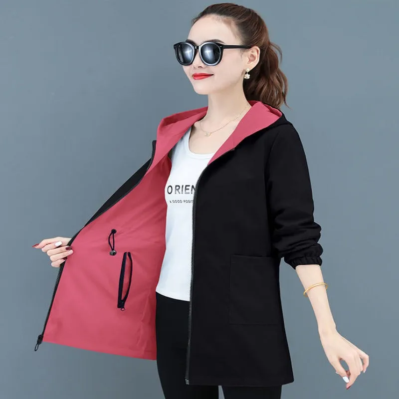 New Women's Trench Coat  Double-Sided Mid-Length Windbreaker - Korean Spring and Autumn Loose Oversize 4XL Jacket Top