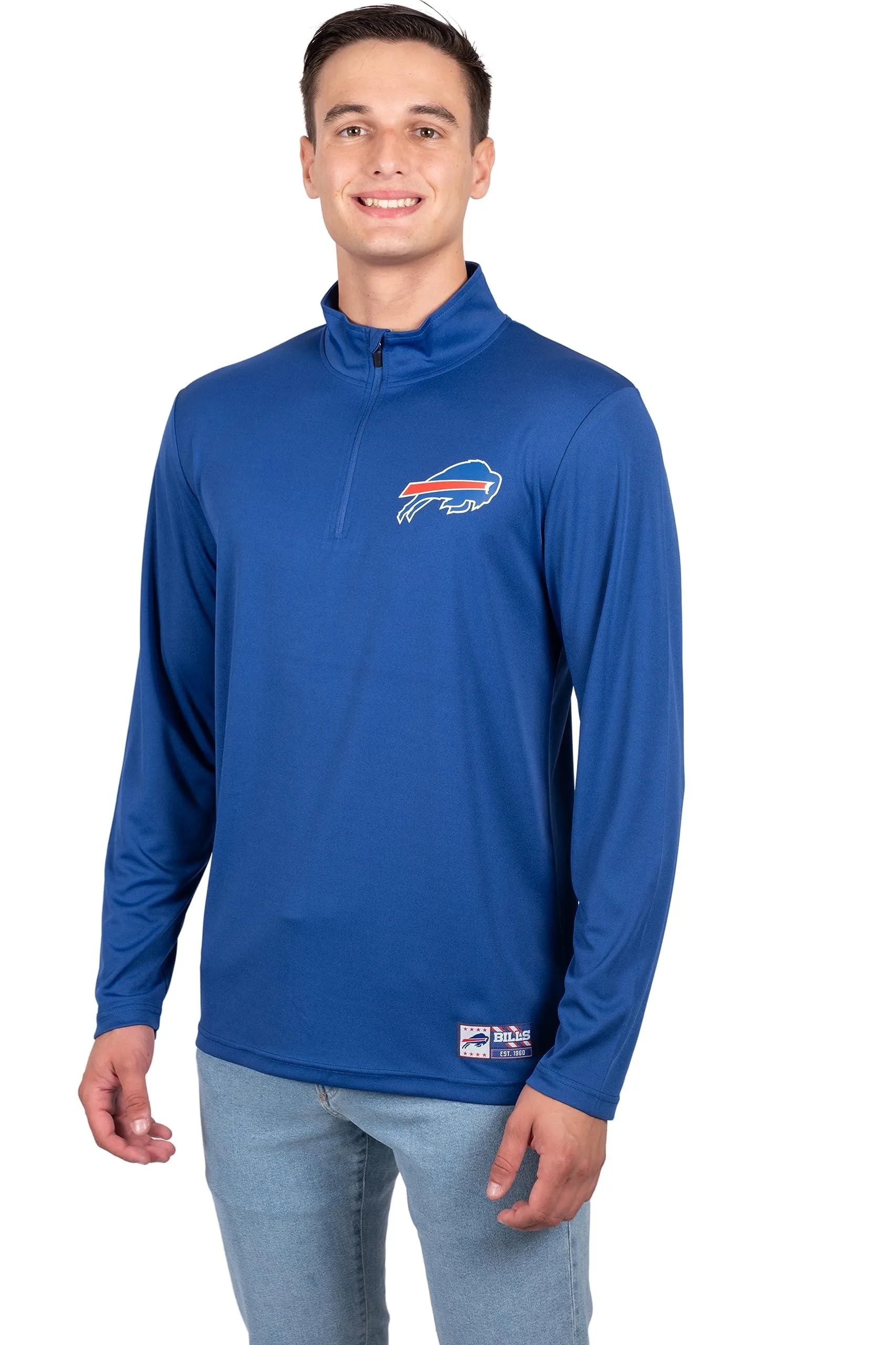 NFL Official Adults Super Soft Quarter Zip Long Sleeve T-Shirt - Unisex|Buffalo Bills