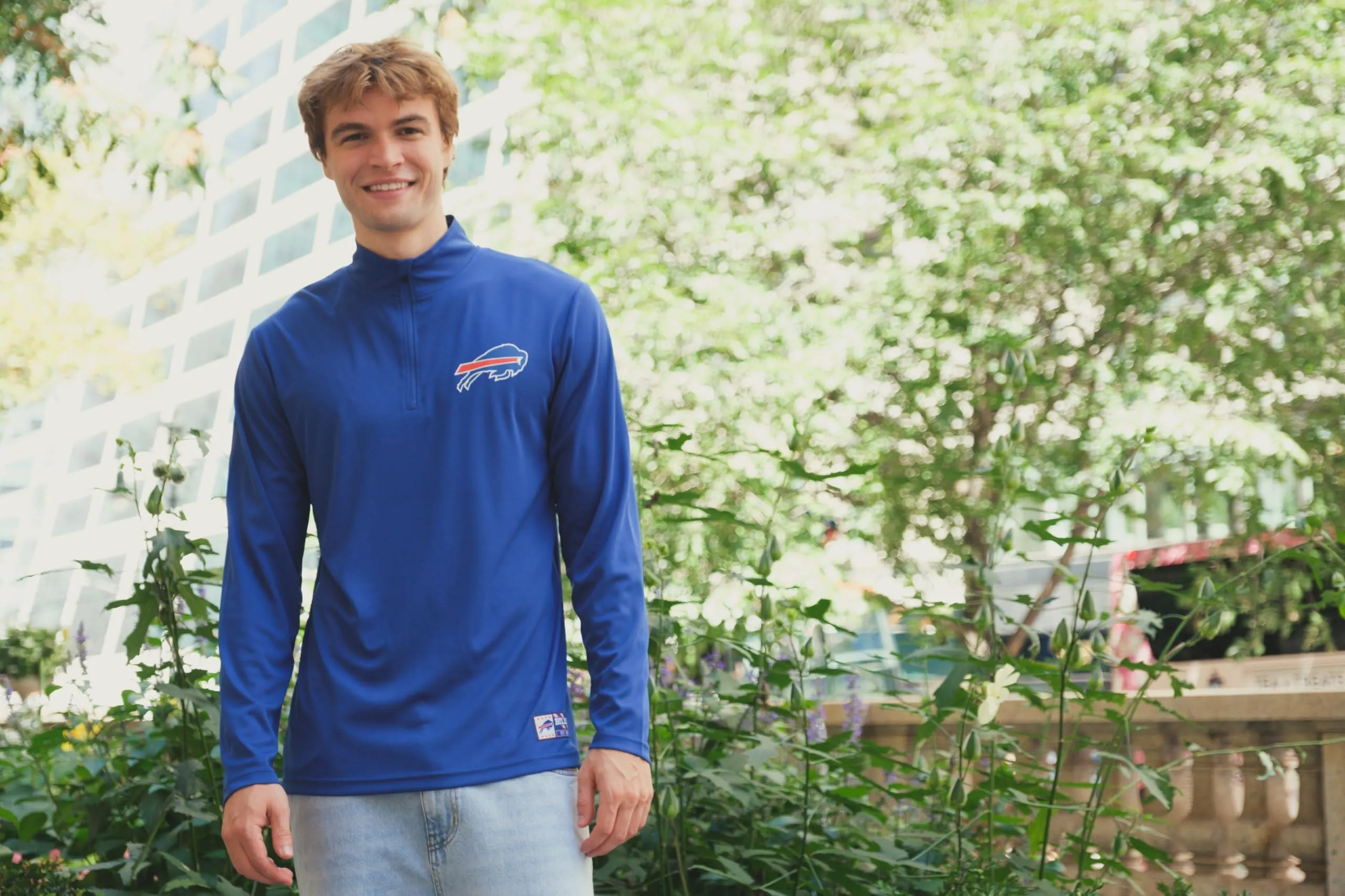 NFL Official Adults Super Soft Quarter Zip Long Sleeve T-Shirt - Unisex|Buffalo Bills