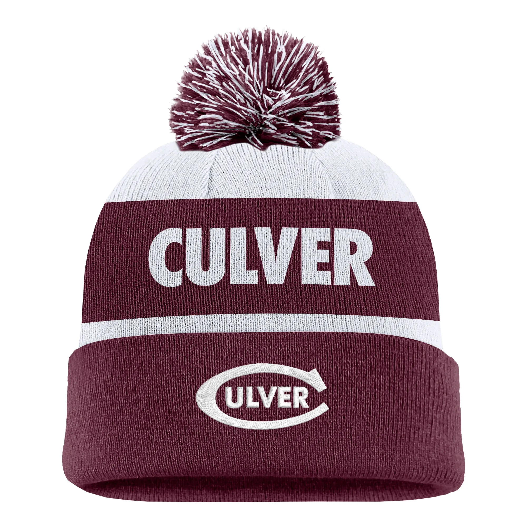 Nike Eagles Peak Strip Beanie - Maroon / White Stripe