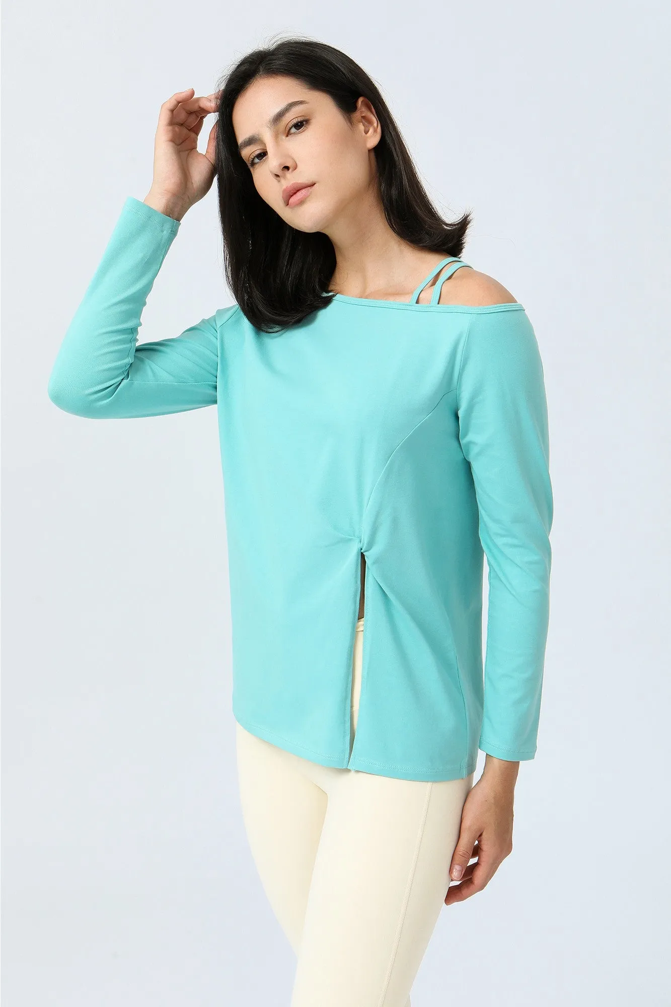 One Shoulder Strap Long Sleeve Shirt