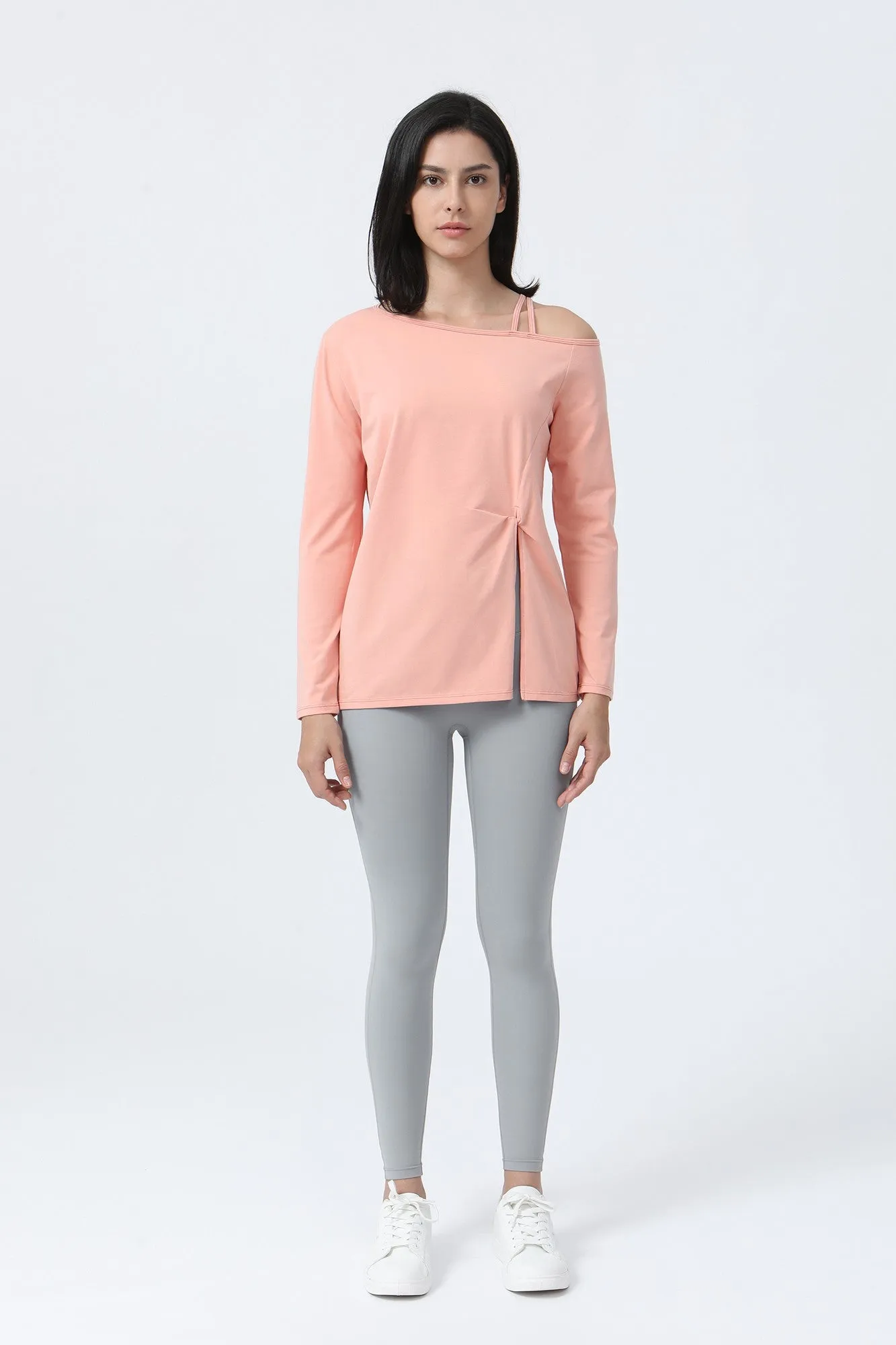 One Shoulder Strap Long Sleeve Shirt