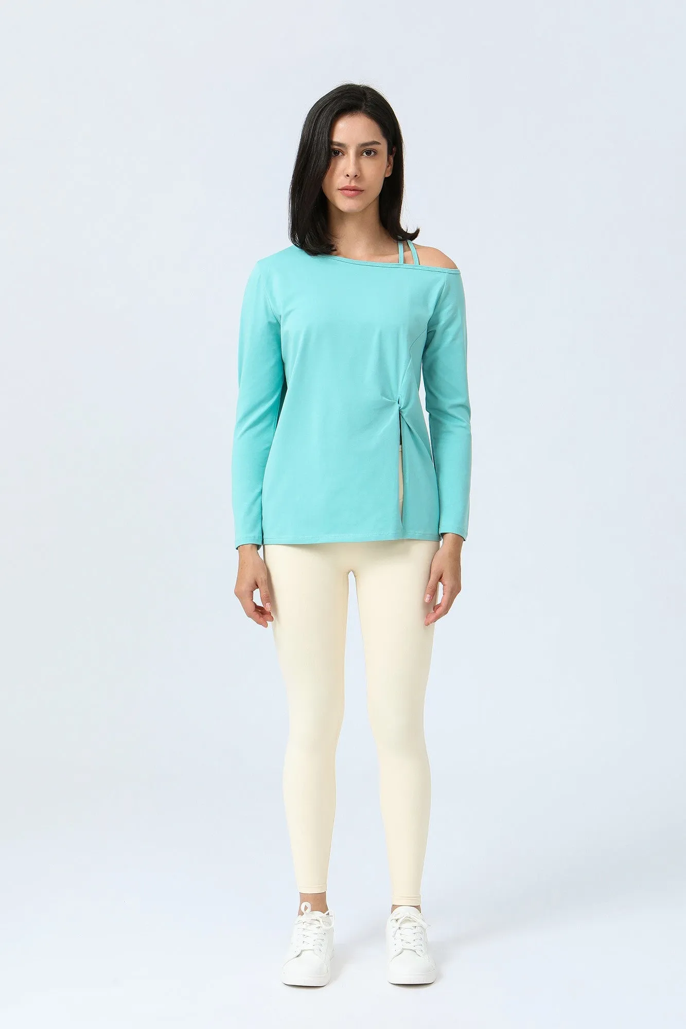 One Shoulder Strap Long Sleeve Shirt