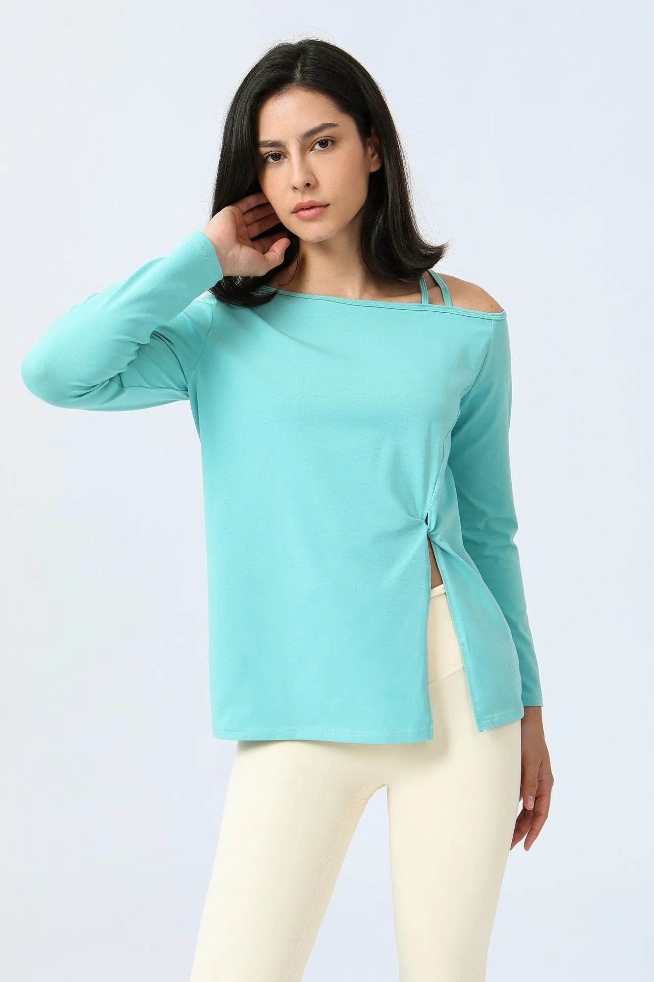 One Shoulder Strap Long Sleeve Shirt