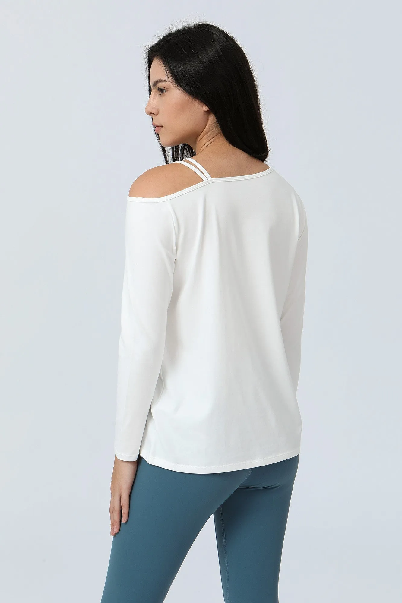 One Shoulder Strap Long Sleeve Shirt