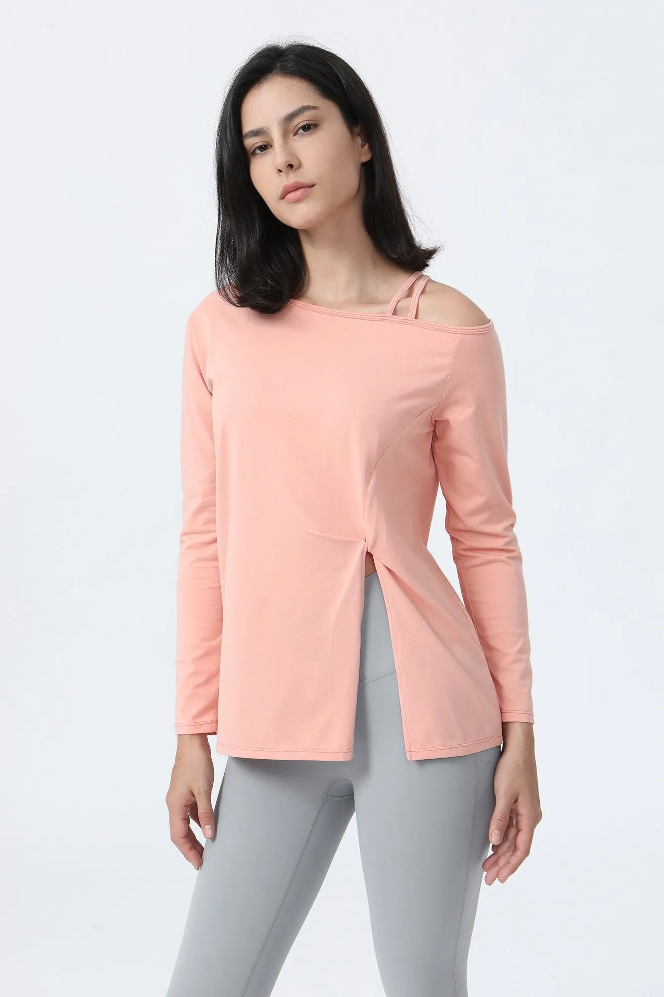 One Shoulder Strap Long Sleeve Shirt