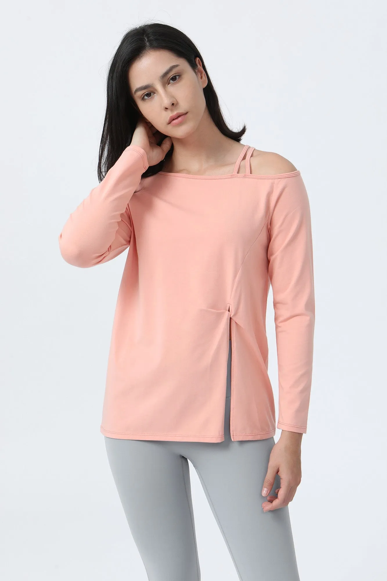 One Shoulder Strap Long Sleeve Shirt