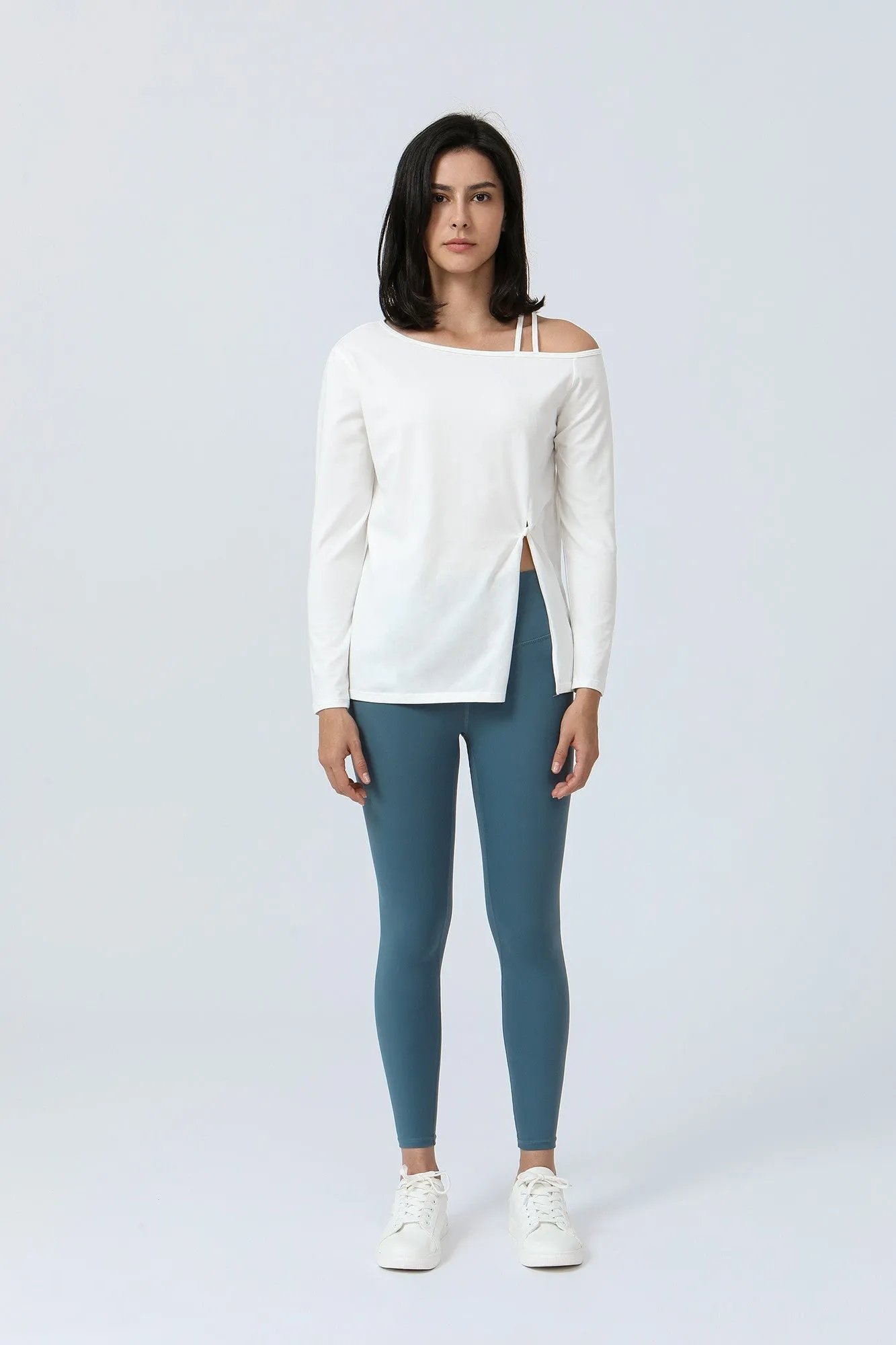 One Shoulder Strap Long Sleeve Shirt