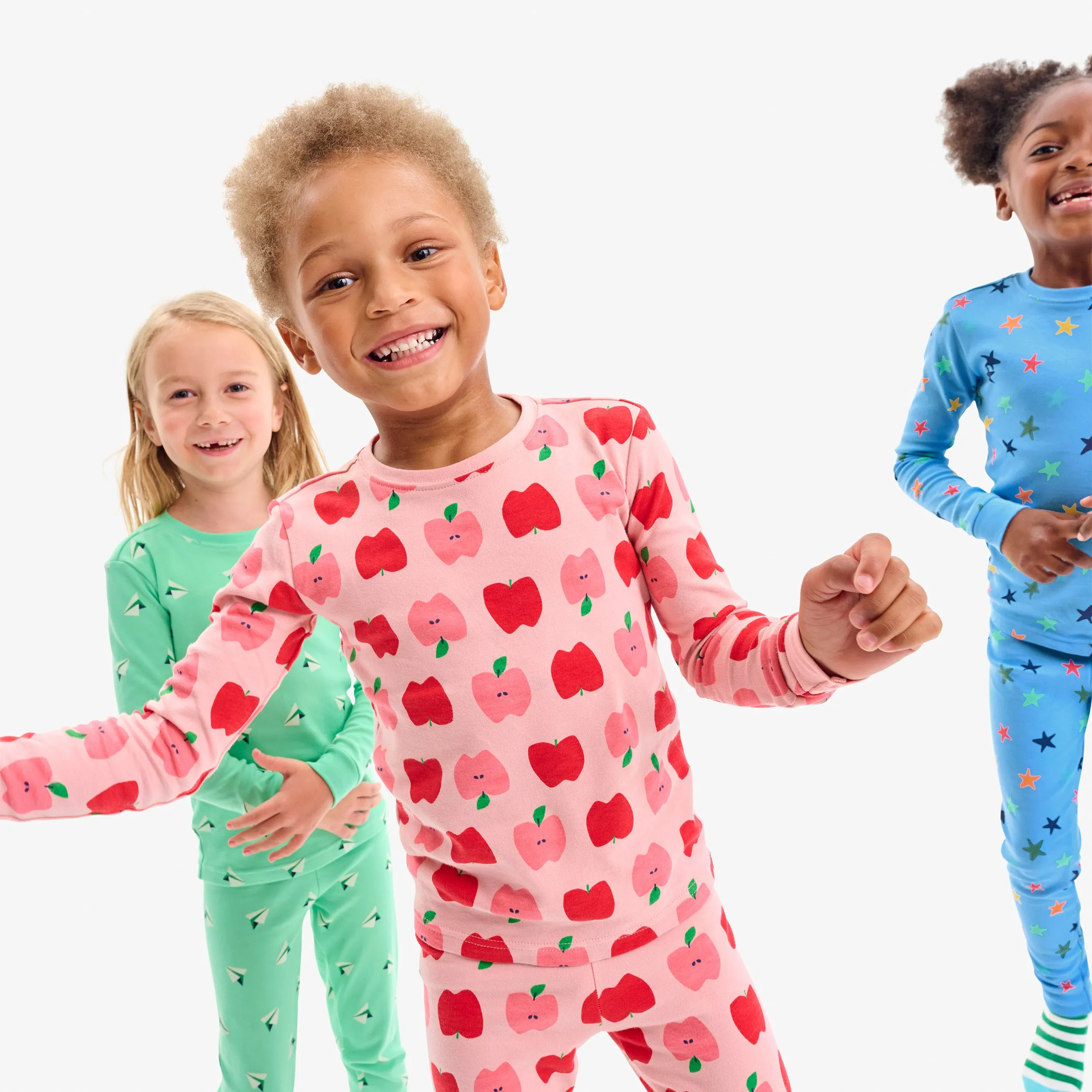 Organic long sleeve PJ top in apple orchard