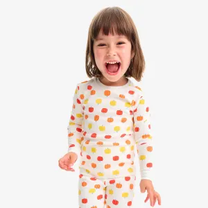 Organic long sleeve PJ top in candy pumpkins