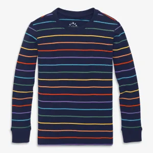 Organic long sleeve PJ top in rainbow stripe