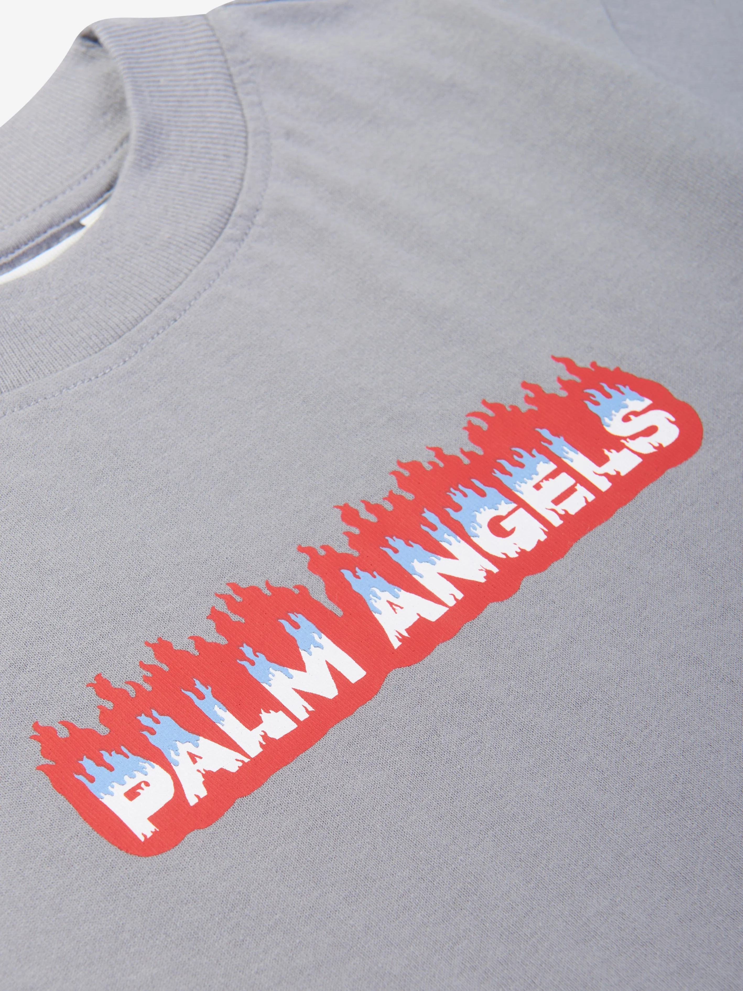 Palm Angels Boys Flames Regular T-Shirt in Grey