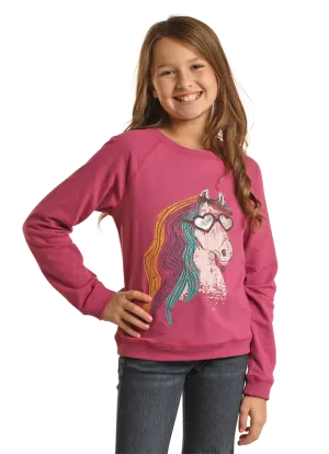 Panhandle Slim® Girl's Glam Pony Long Sleeve Graphic T-Shirt