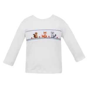 Petit Bebe Woodland Friends White Long Sleeve T-Shirt