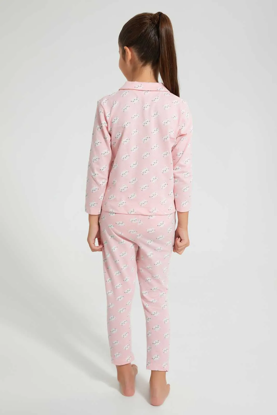 Pink Allover Printed Pyjama Set (2 Piece)