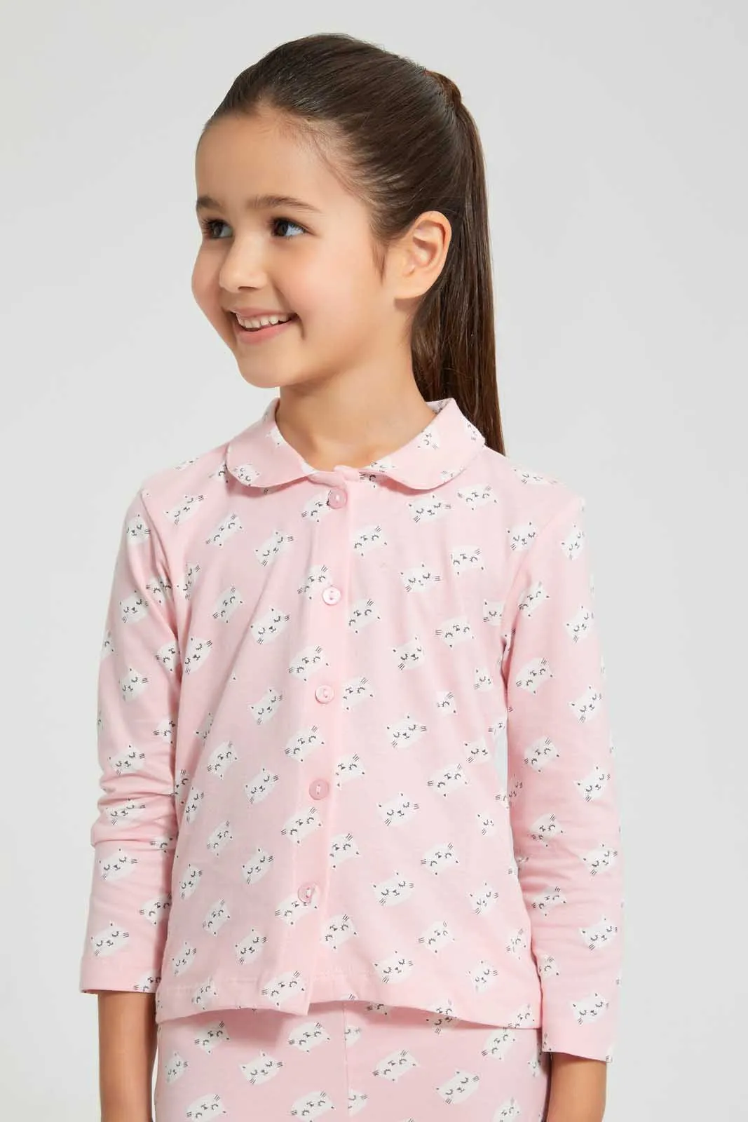 Pink Allover Printed Pyjama Set (2 Piece)
