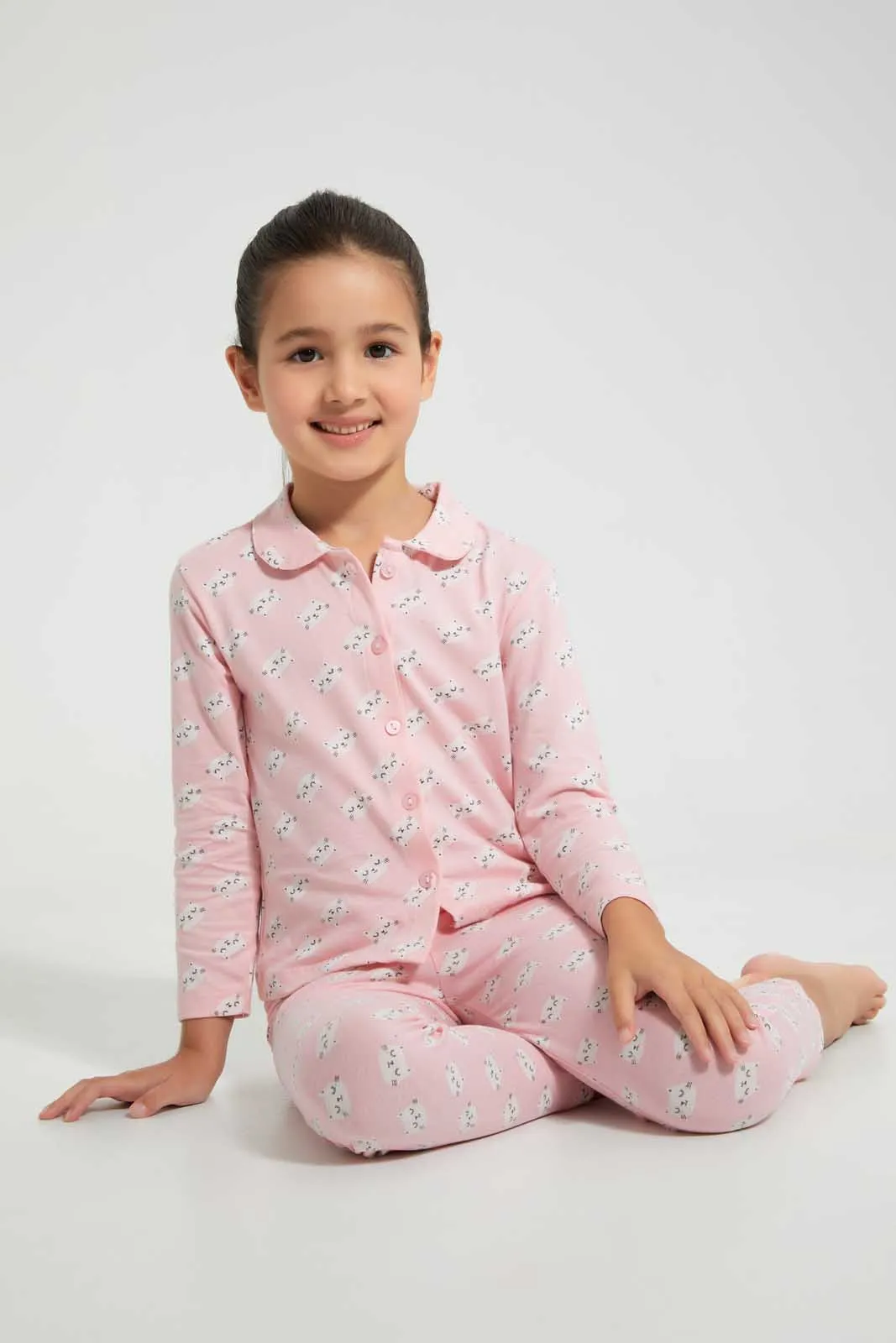 Pink Allover Printed Pyjama Set (2 Piece)