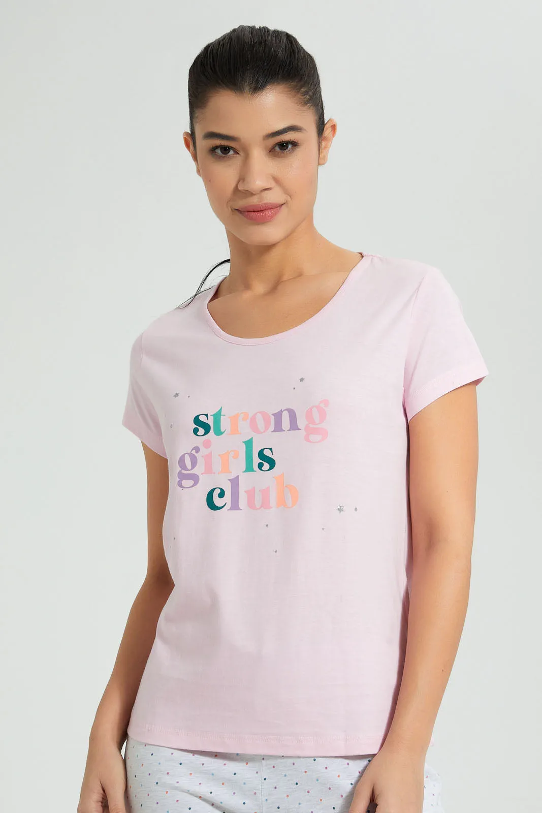 Pink And Grey Strong Girls Pyjama Set (2 Piece)
