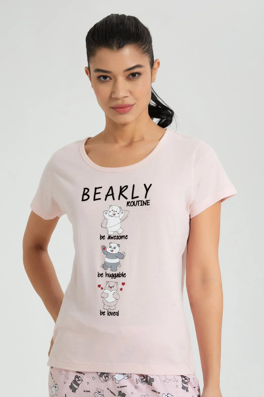 Pink Bearly Pyjama Set (2 Piece)