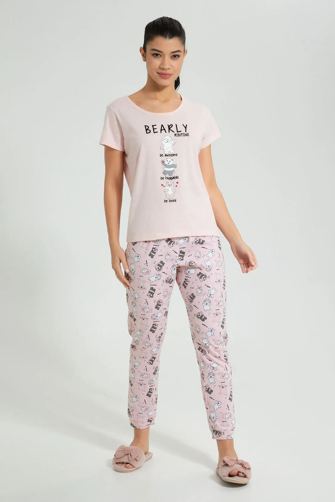 Pink Bearly Pyjama Set (2 Piece)