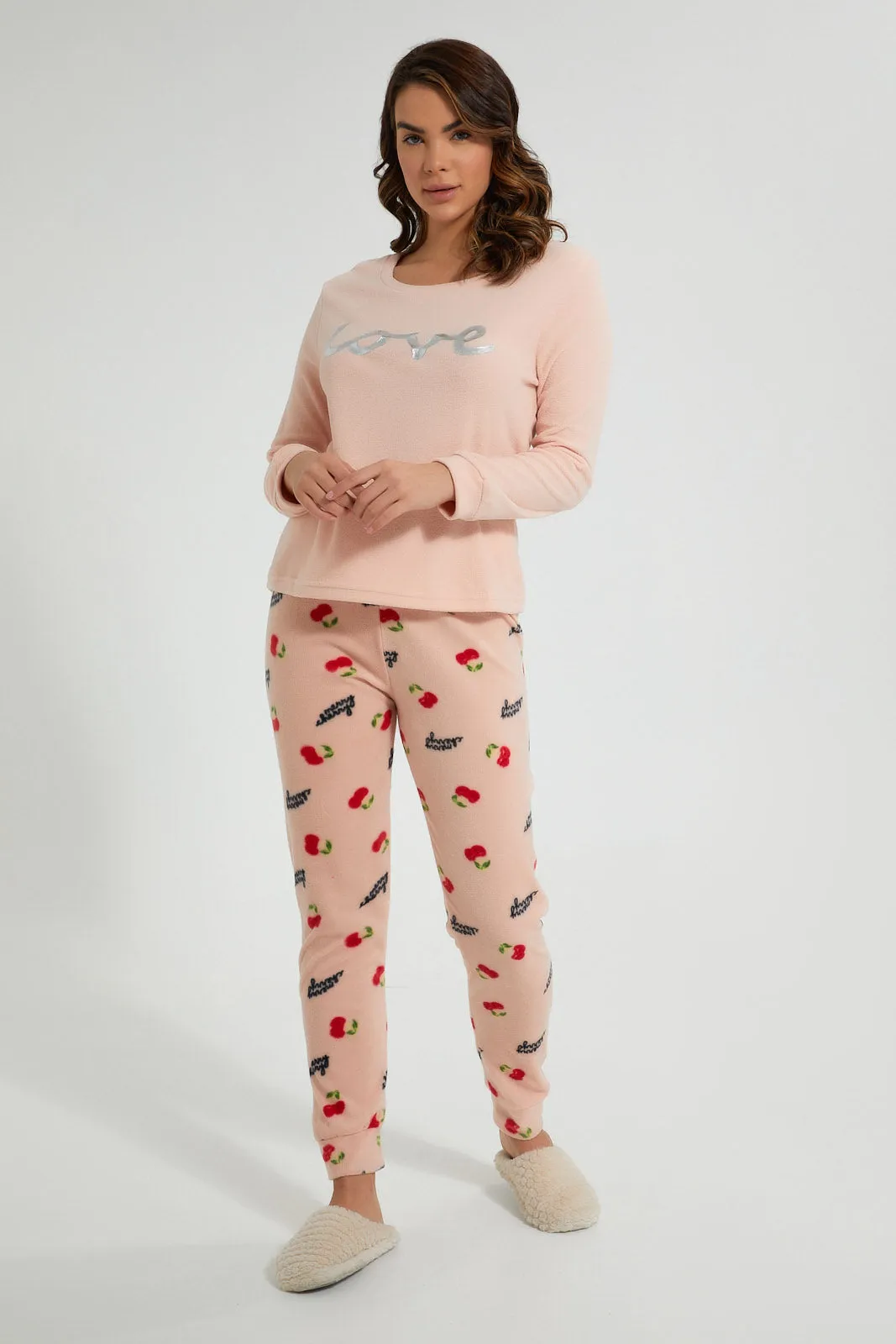 Pink Cheery Print Pyjama Set (2 Piece)