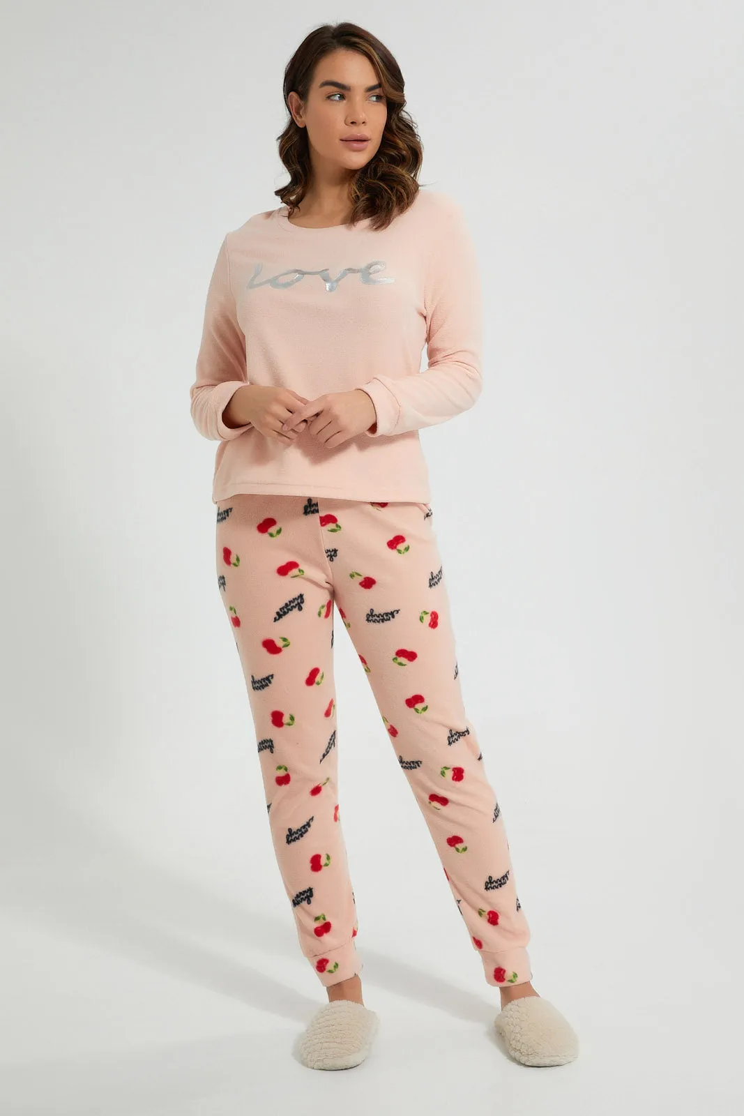 Pink Cheery Print Pyjama Set (2 Piece)