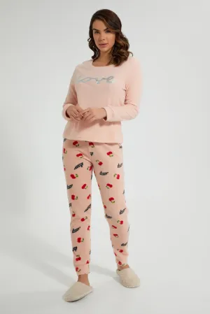 Pink Cheery Print Pyjama Set (2 Piece)