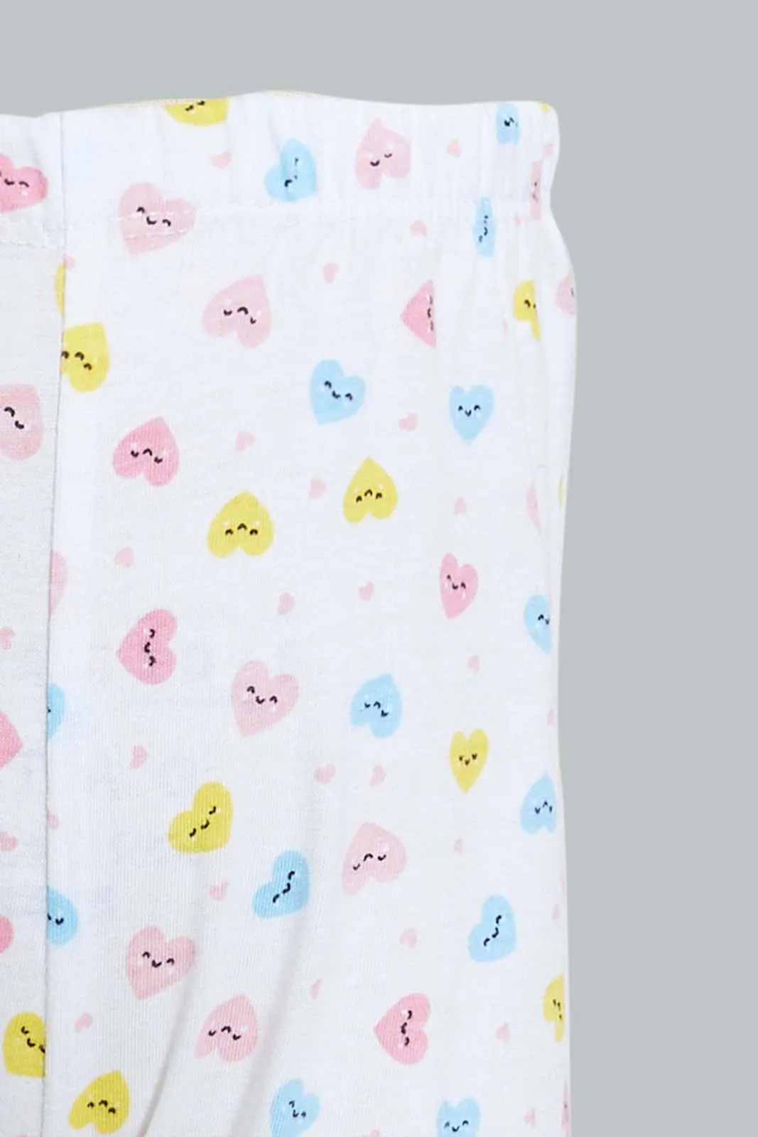 Pink Heart Printed Pyjama Set For Infant Girls (2 Piece)
