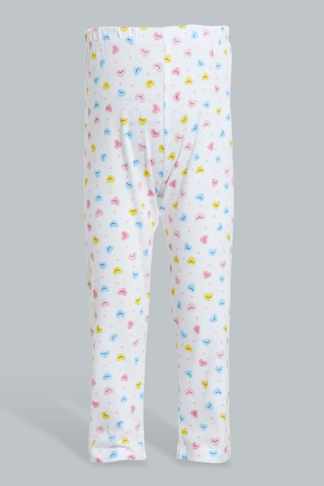 Pink Heart Printed Pyjama Set For Infant Girls (2 Piece)