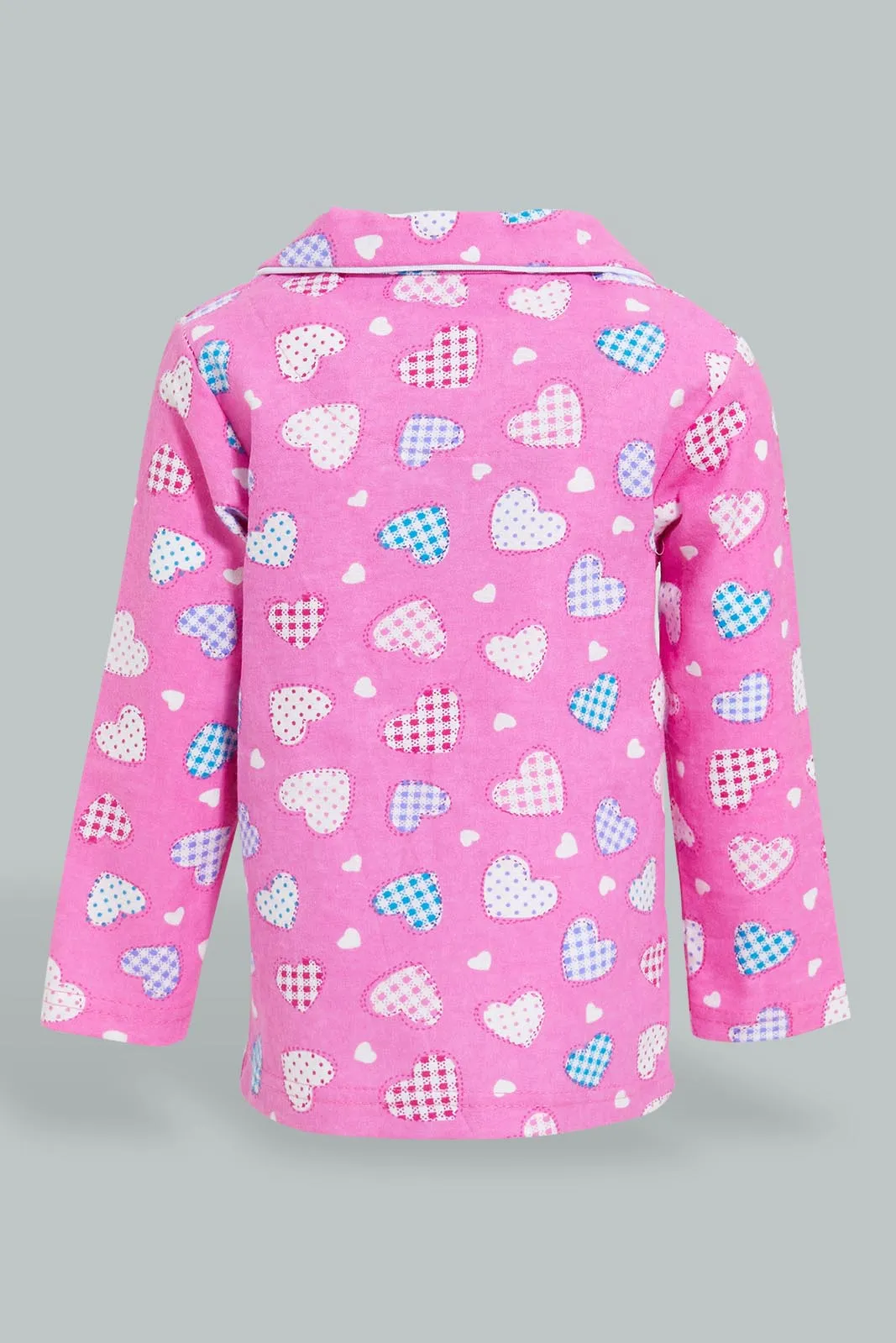 Pink Heart Pyjama Set For Baby Girls (2 Piece)