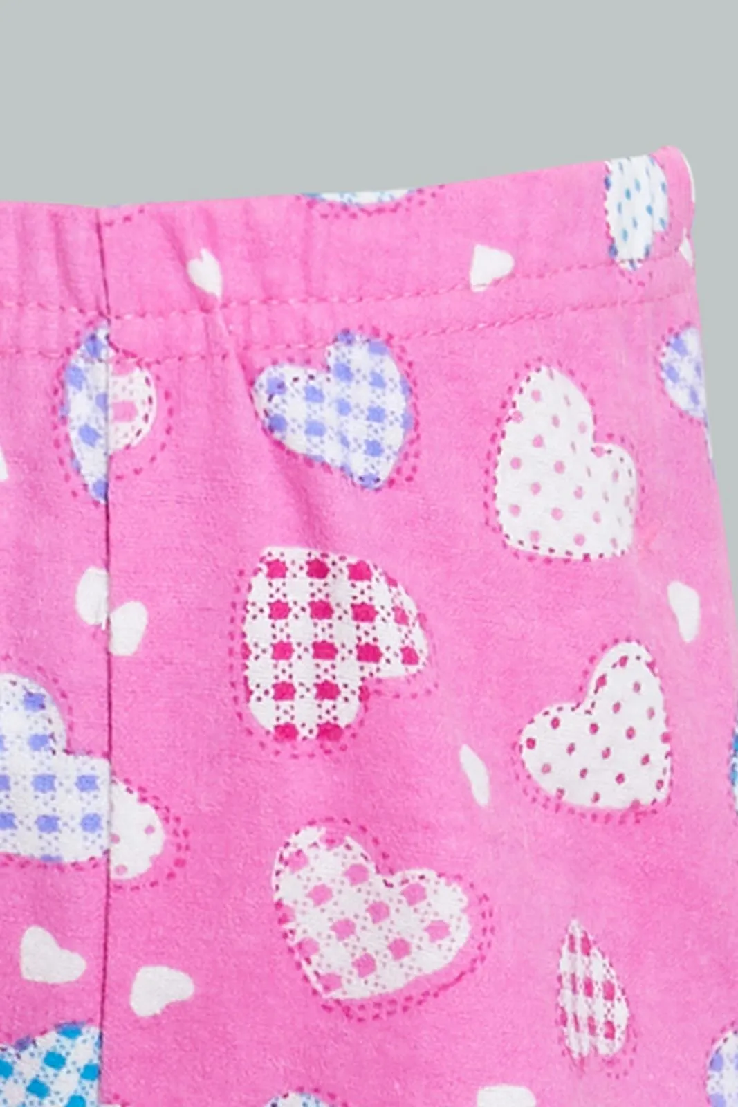 Pink Heart Pyjama Set For Baby Girls (2 Piece)