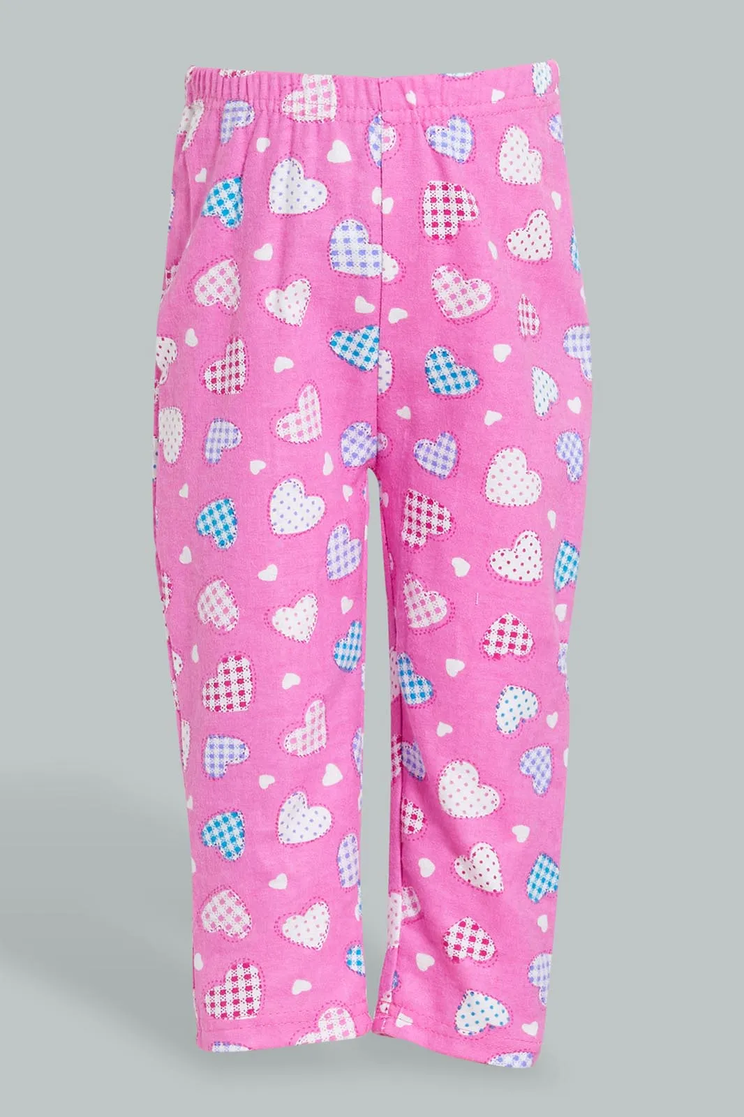 Pink Heart Pyjama Set For Baby Girls (2 Piece)