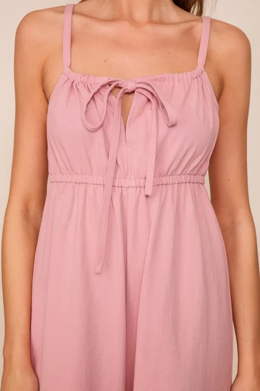 Pink Tie Front Jumpsuit