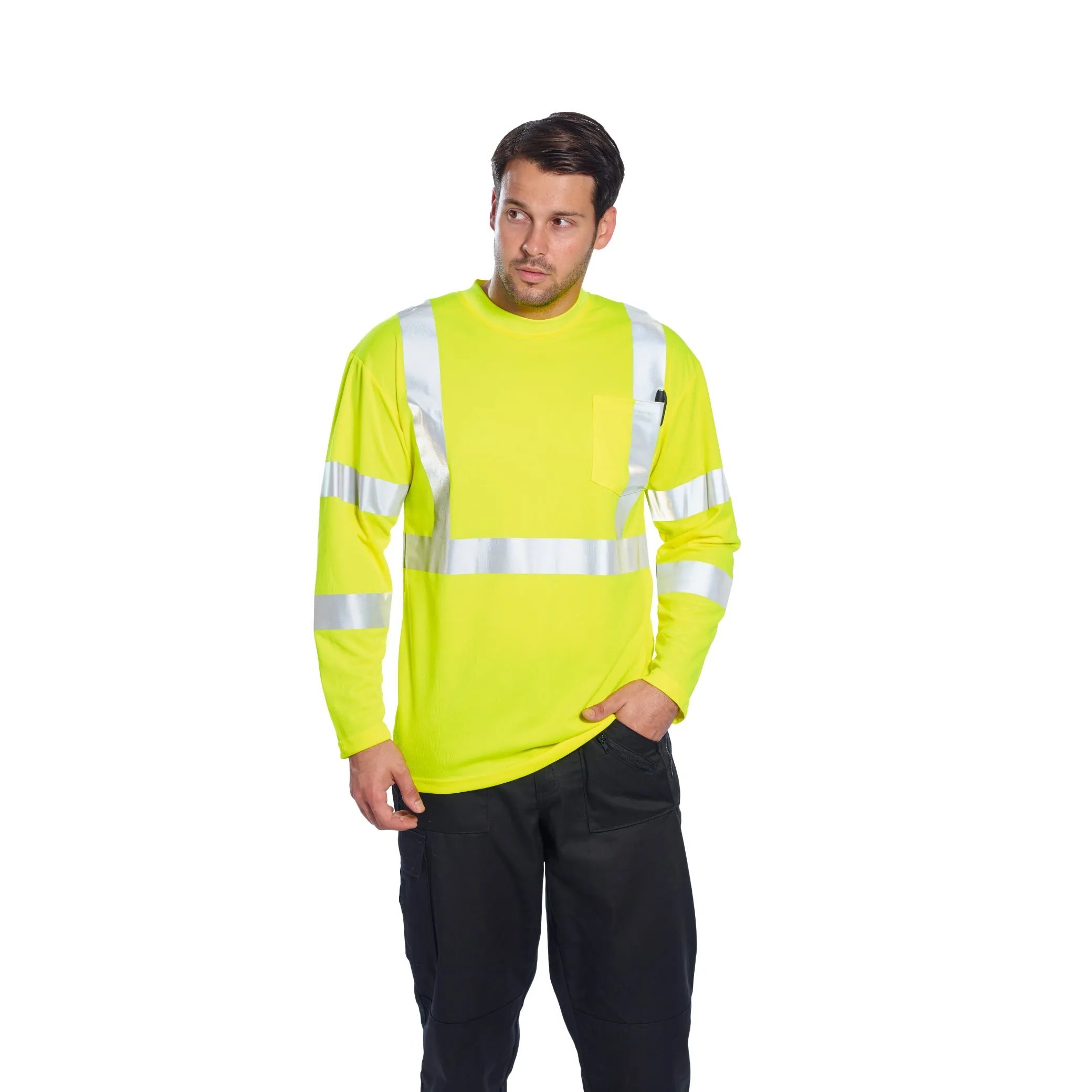 PORTWEST® Hi Vis Long Sleeve Pocket T-Shirt - ANSI Class 3 - S191