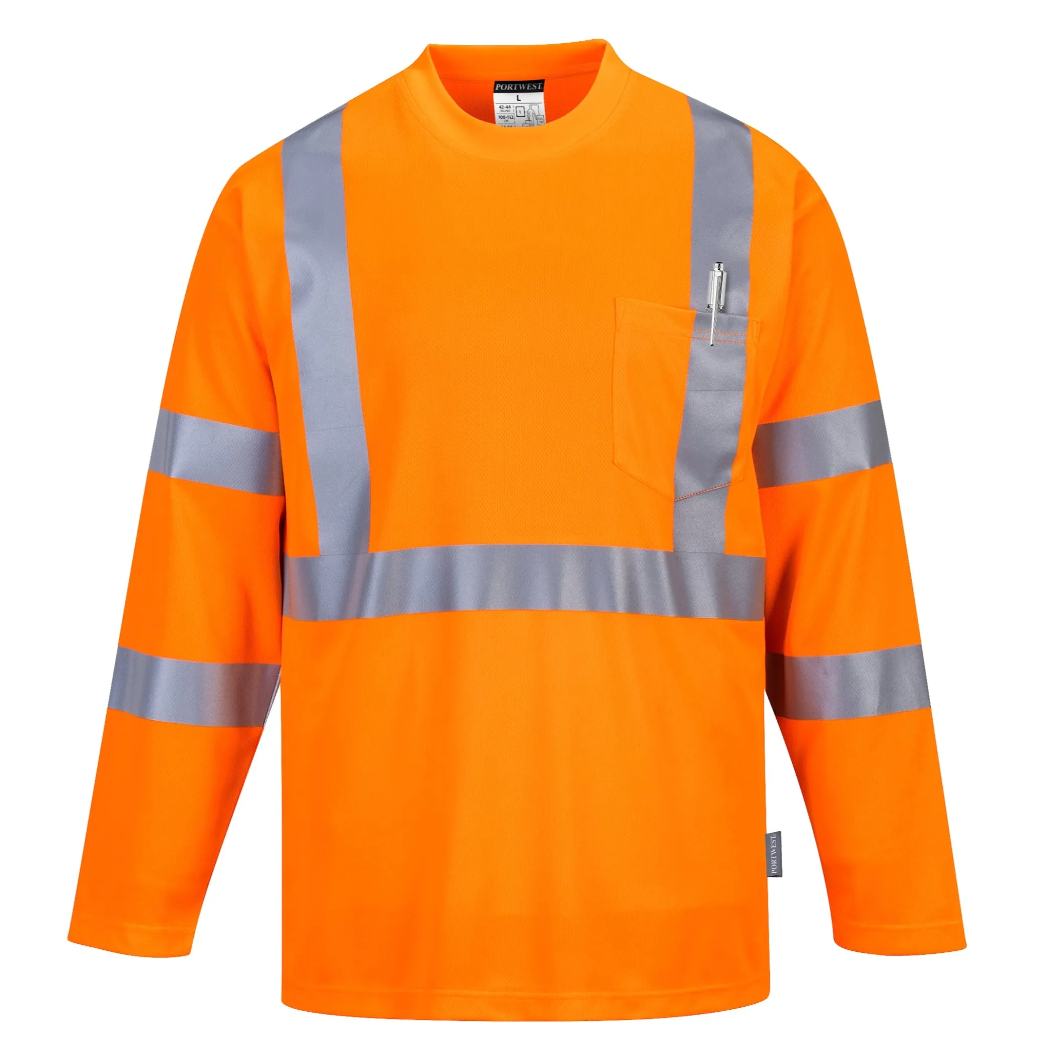 PORTWEST® Hi Vis Long Sleeve Pocket T-Shirt - ANSI Class 3 - S191