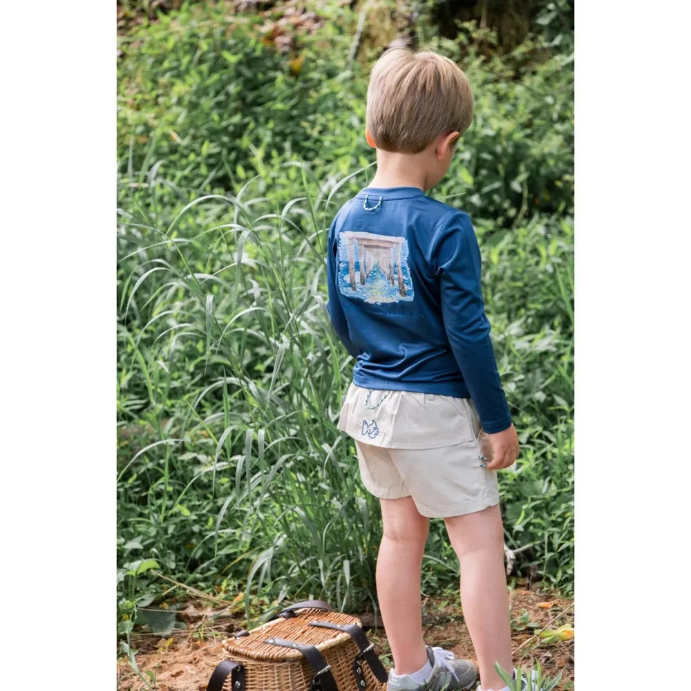 PRODOH Kid's Pro Performance Long Sleeve Fishing T-shirt with Pier Art