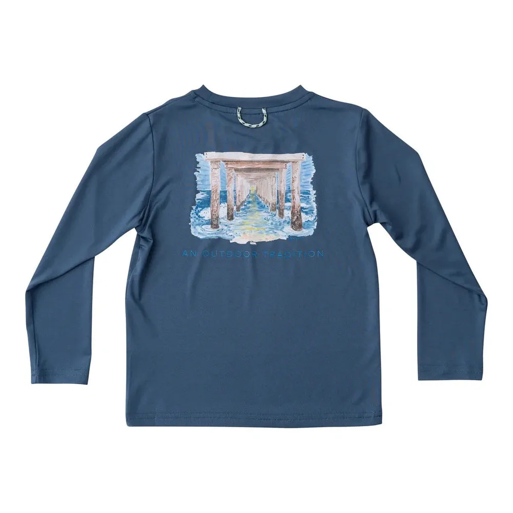 PRODOH Kid's Pro Performance Long Sleeve Fishing T-shirt with Pier Art