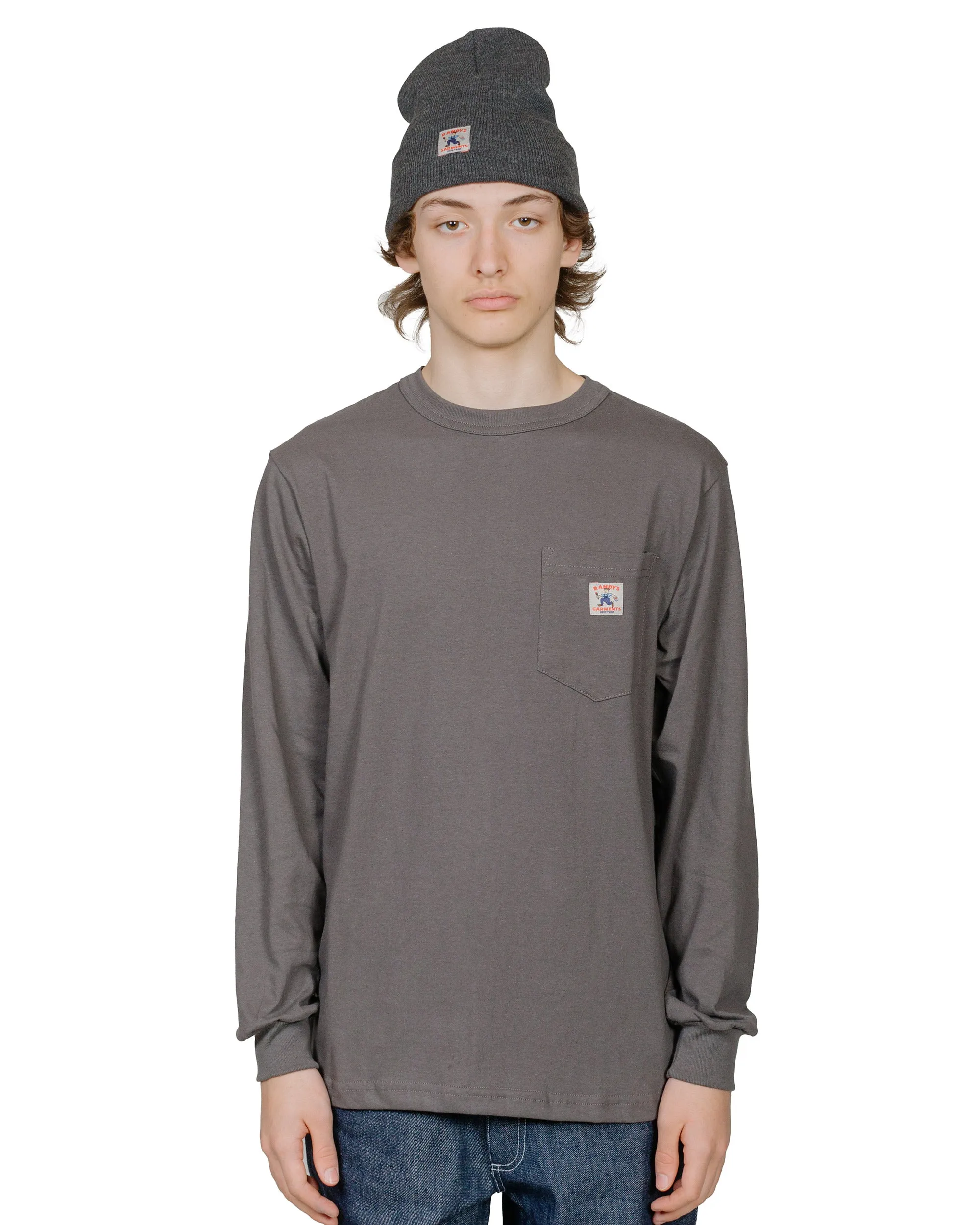 Randy's Garments Long-Sleeve Pocket Tee Grey