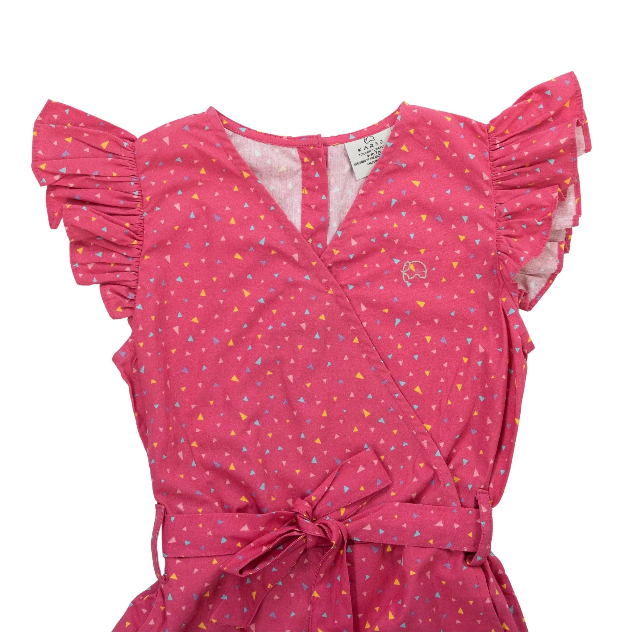 Red Rose Cotton Jumpsuit for Girls
