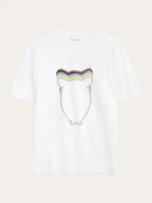 Regular big owl layer front print t-shirt - Bright White